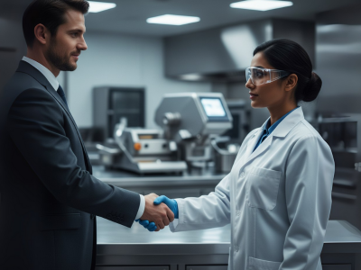 Quality management consultant partnering with food safety laboratory professional in Dubai